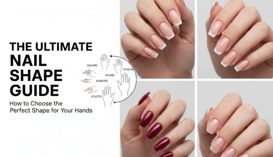 Different nail shapes displayed on manicured hands at Elite Nails in Westminster, CO.